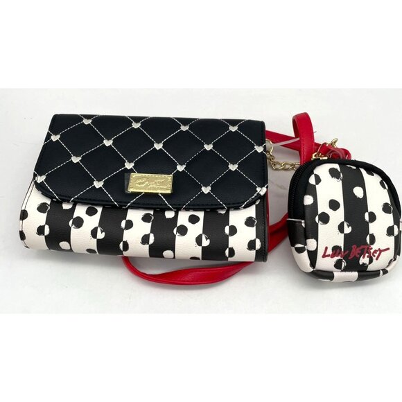NWOT Betsy Johnson Embroidered Heart Crossbody w Coin Bag - Picture 1 of 4